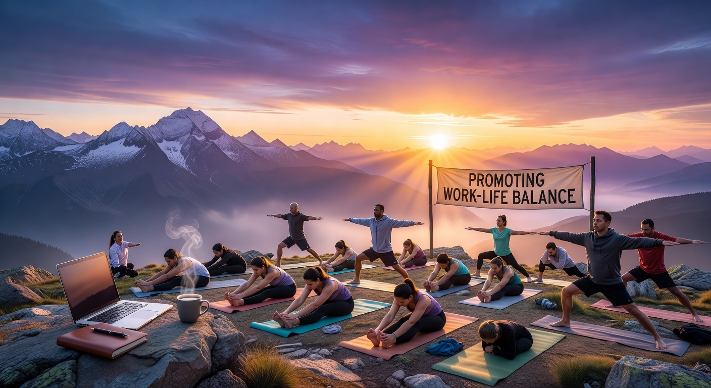 Yoga practice at mountain sunrise
